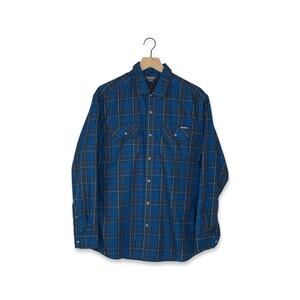 Eddie Bauer Blue and Black Plaid Long Sleeve Button Up Shirt